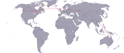 World map showing Arterias client locations