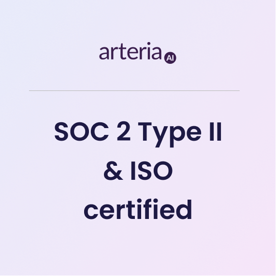 Arteria is now ISO and SOC 2 Type II certified!